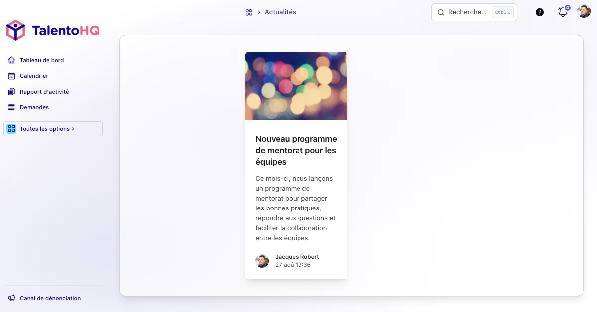 Actualités et communications du portail collaborateur