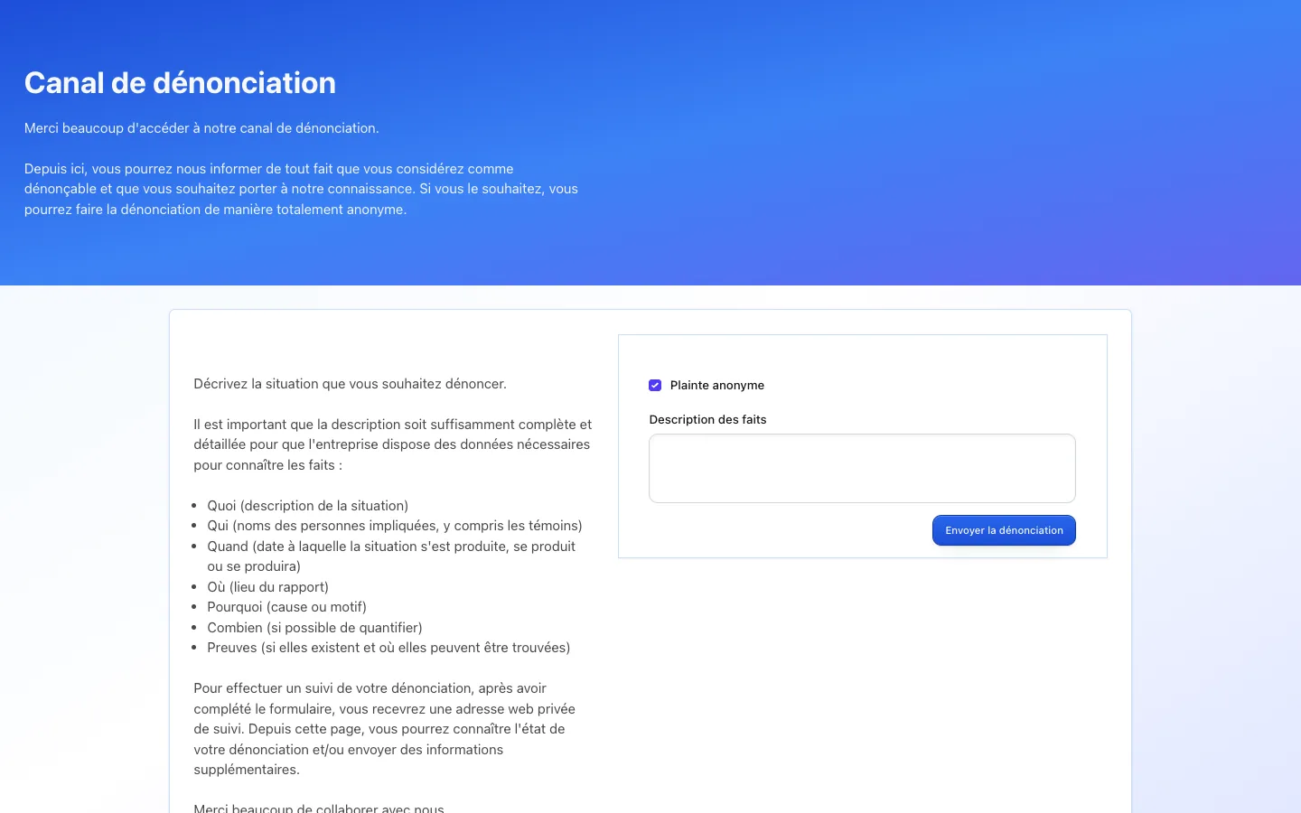 Formulaire public du dispositif d’alerte TalentoHQ