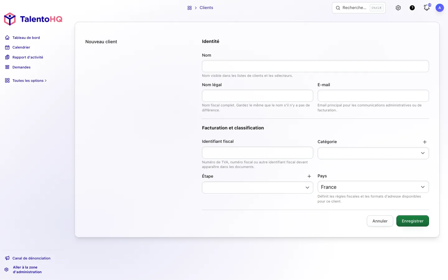 Missions de services organisées dans TalentoHQ