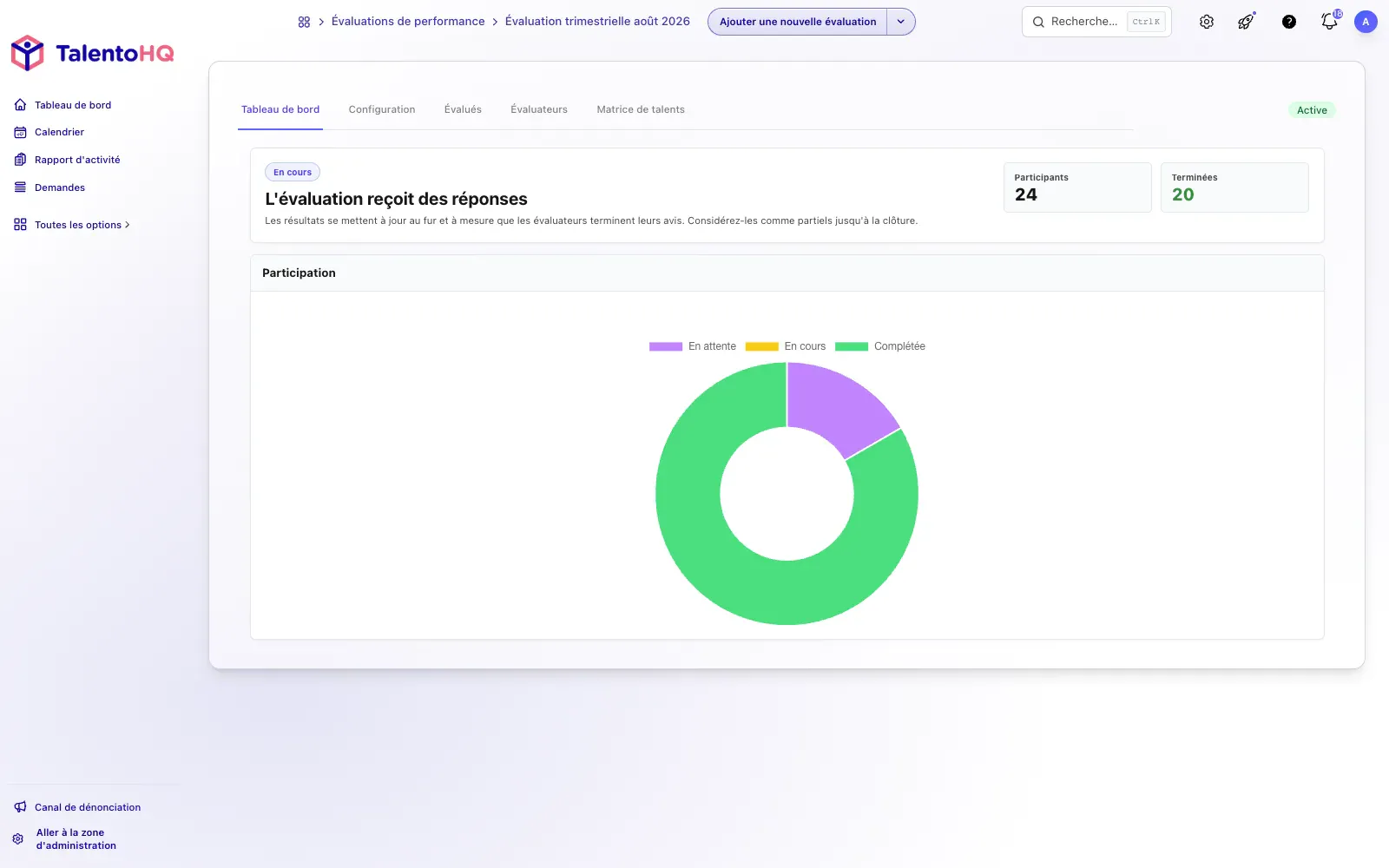 Évaluations de performance dans l’interface française de TalentoHQ