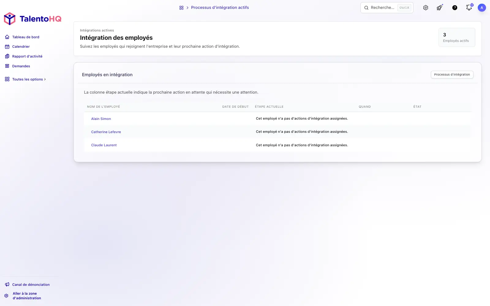 Onboarding et offboarding dans l’interface française de TalentoHQ