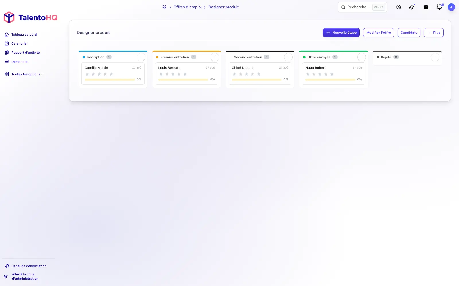 Étapes du processus de recrutement