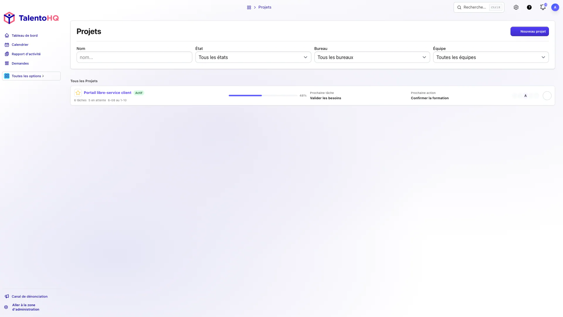 Liste des projets TalentoHQ