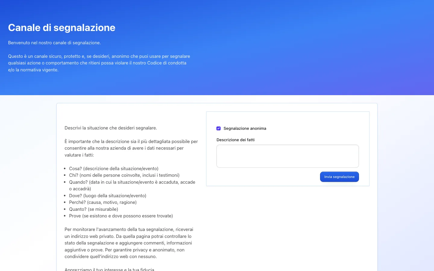 Modulo pubblico del canale TalentoHQ in italiano