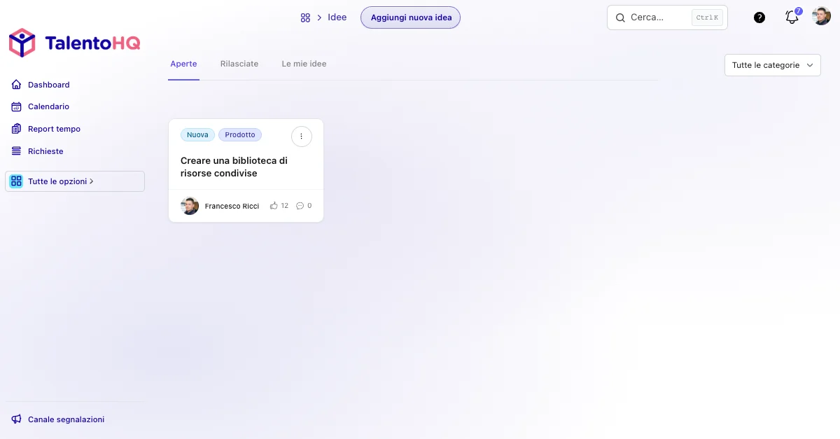 Raccolta di idee e proposte dei dipendenti