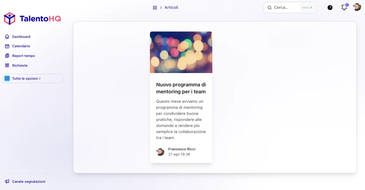 Notizie e comunicazioni nel portale dipendente