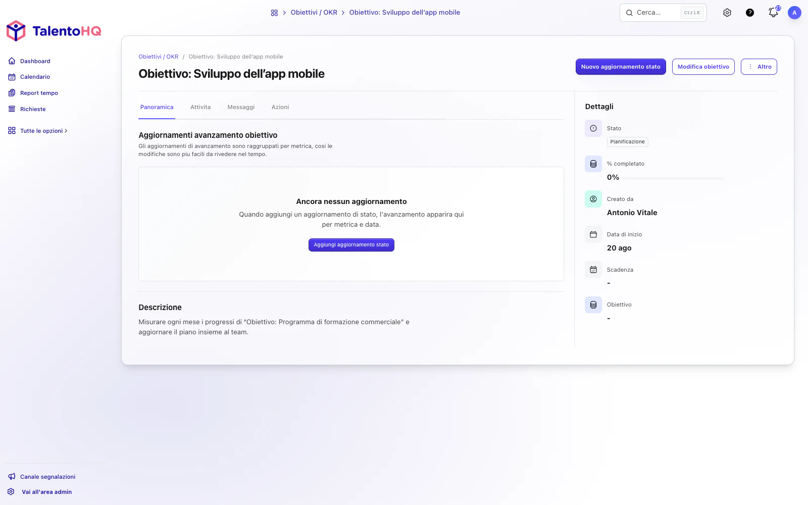 Azioni collegate all’obiettivo in TalentoHQ