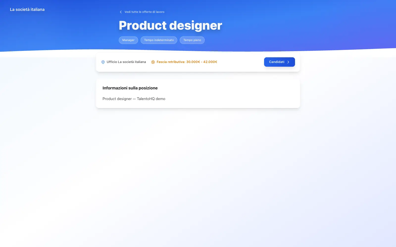 Offerte di lavoro e candidati in TalentoHQ