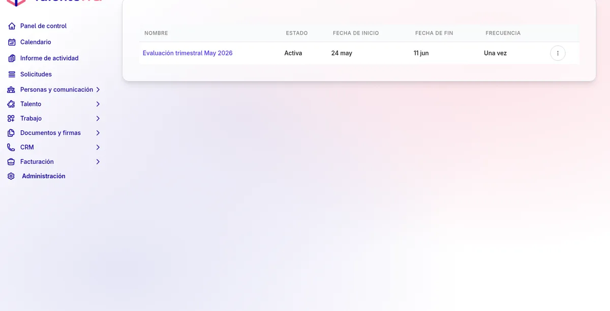 Matriz de talento con resultados de evaluación en TalentoHQ