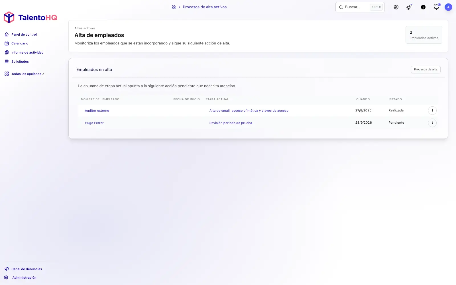 Onboarding de empleados en TalentoHQ