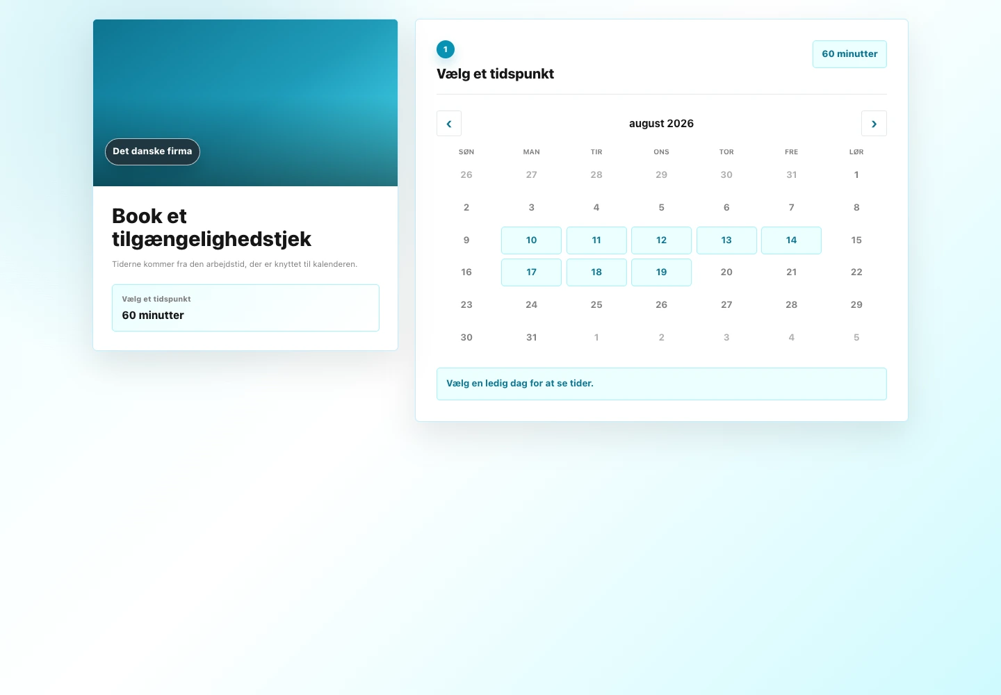 Offentlig booking-side i TalentoHQ, så kunder kan anmode om en salonaftale.