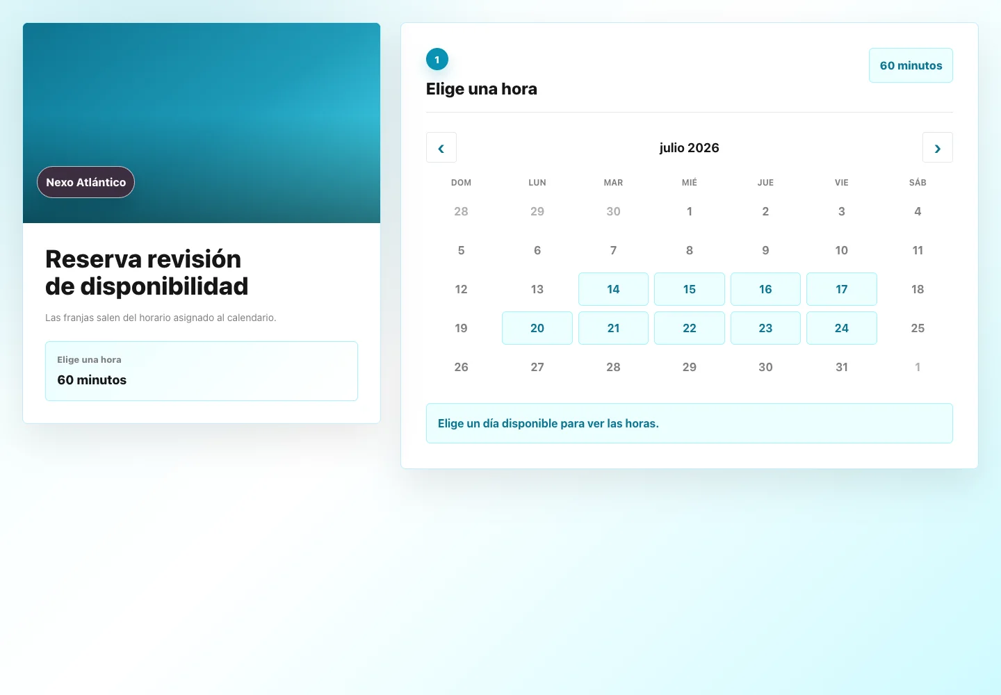 Página pública de reservas de TalentoHQ para que clientes pidan cita en una peluquería